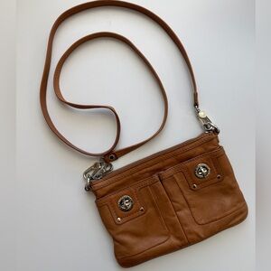 Marc Jacobs Y2K brown cognac turnlock Tan Leather Crossbody Bag